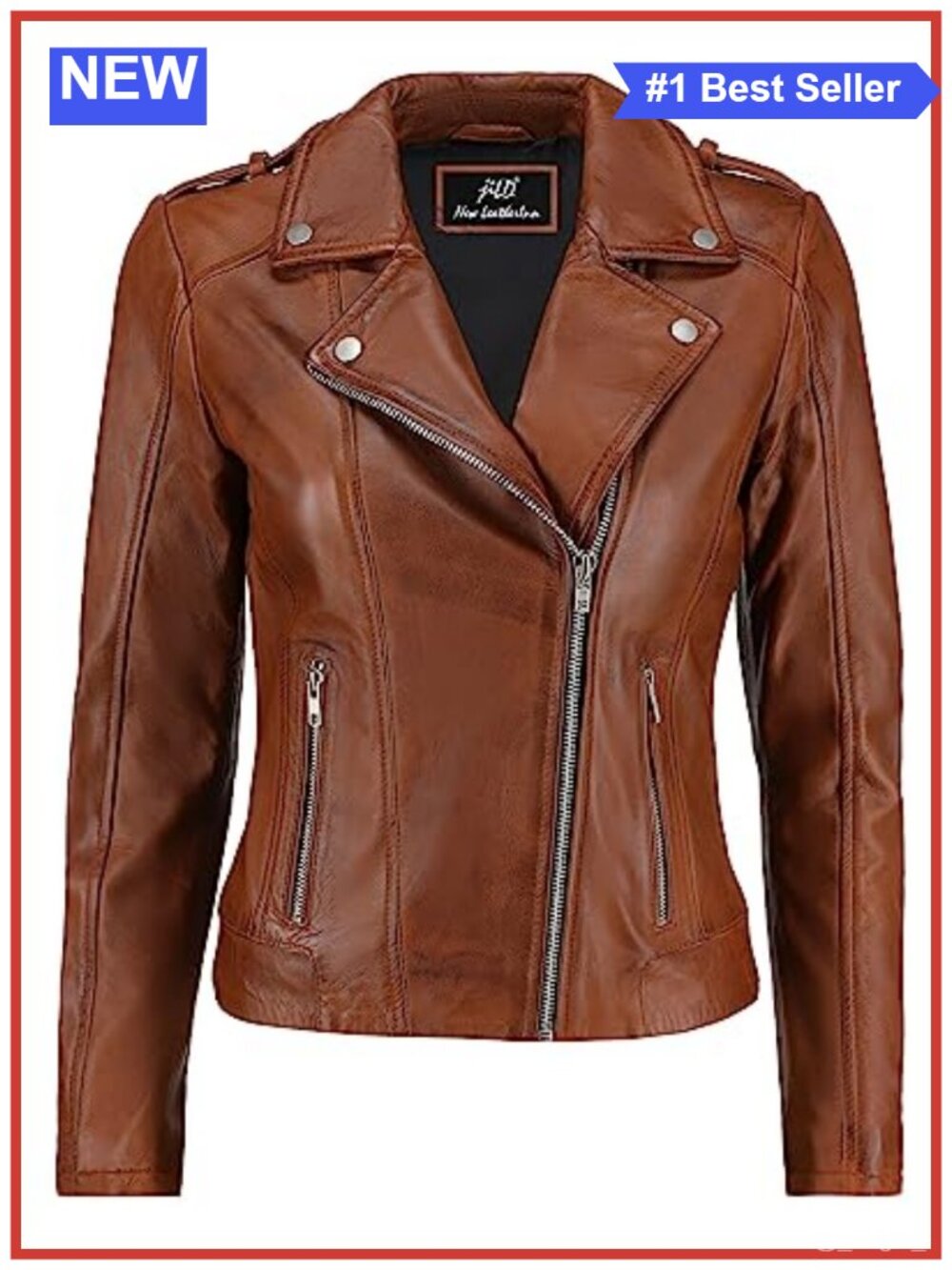 Lambskin Leather Jacket Women Biker Moto Zip-Up Coat